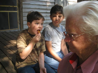tasting sorghum on a homeschool field trip