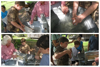 washing clothes on a homeschool field trip