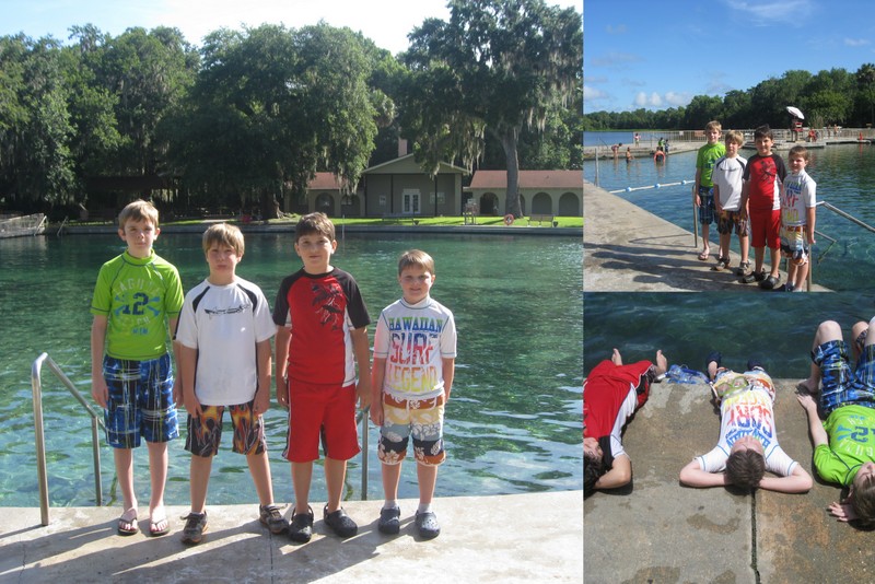boys swimming at de leon springs state park florida