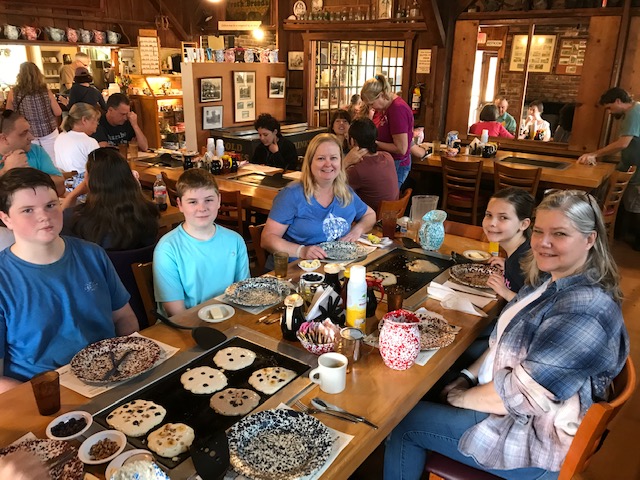 friends making pancakes