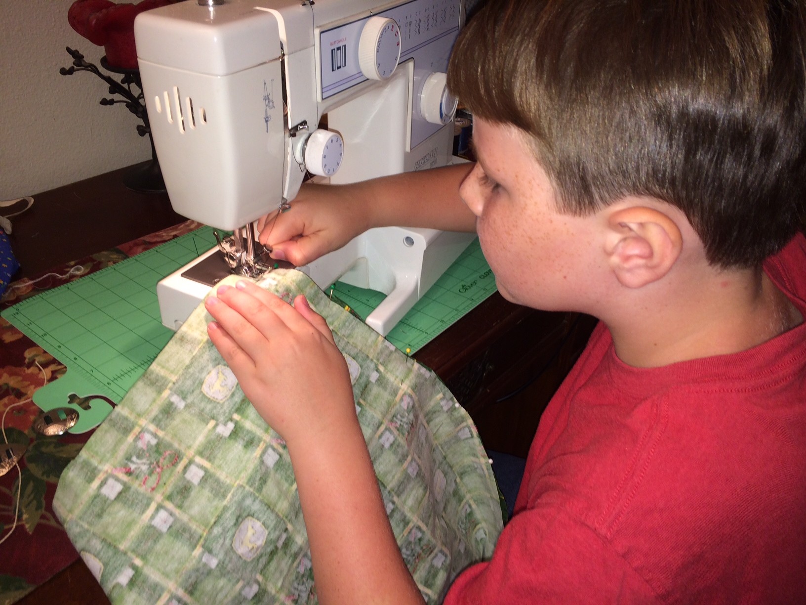 grant sewing pajamas for the county fair