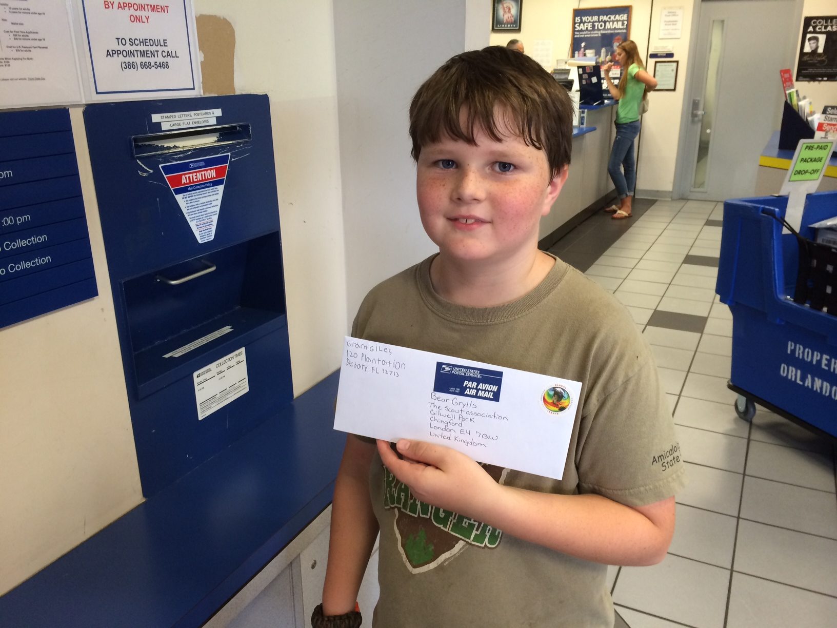 grant sending the letter overseas