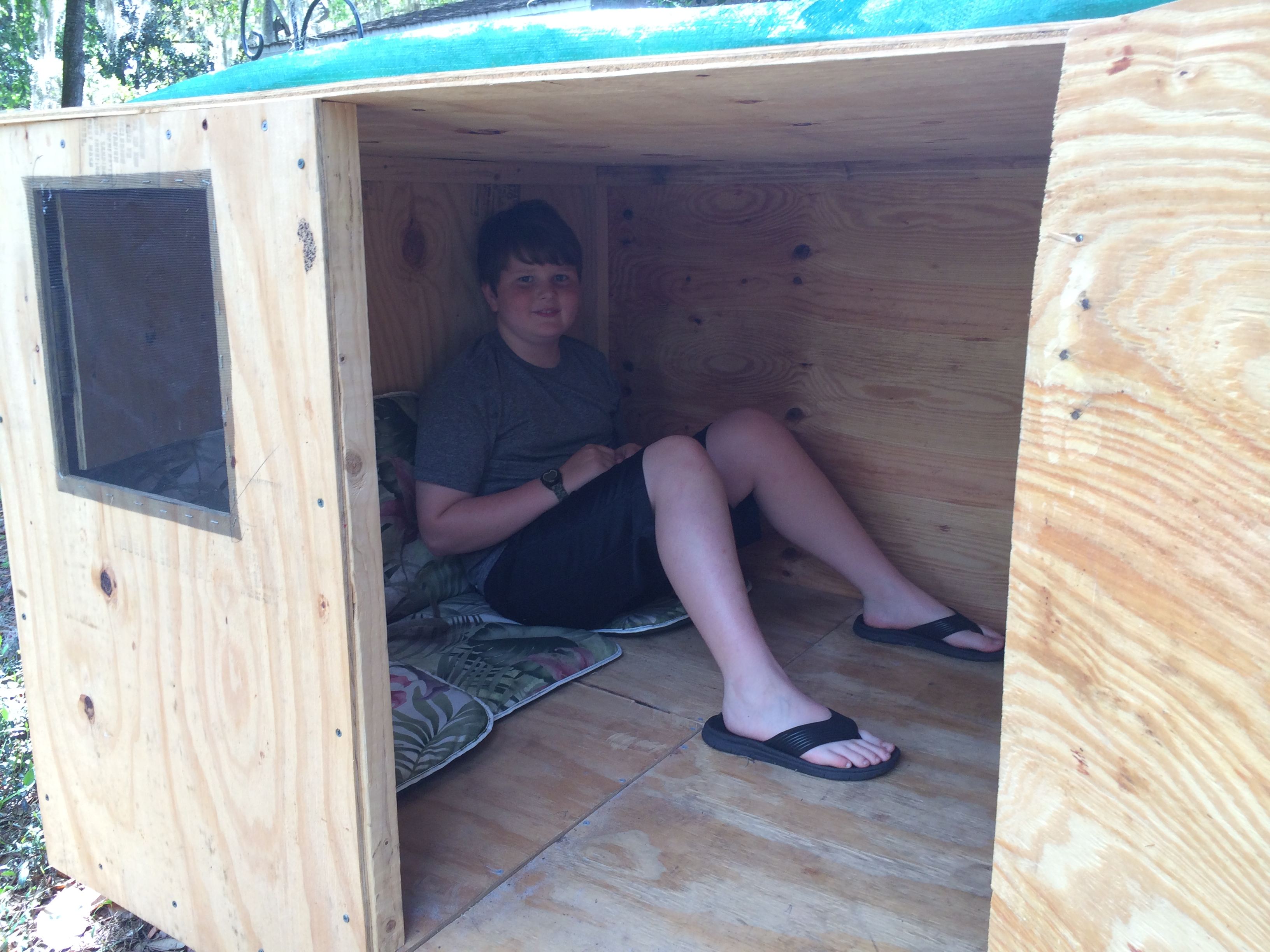 grant ready for a backyard camp out