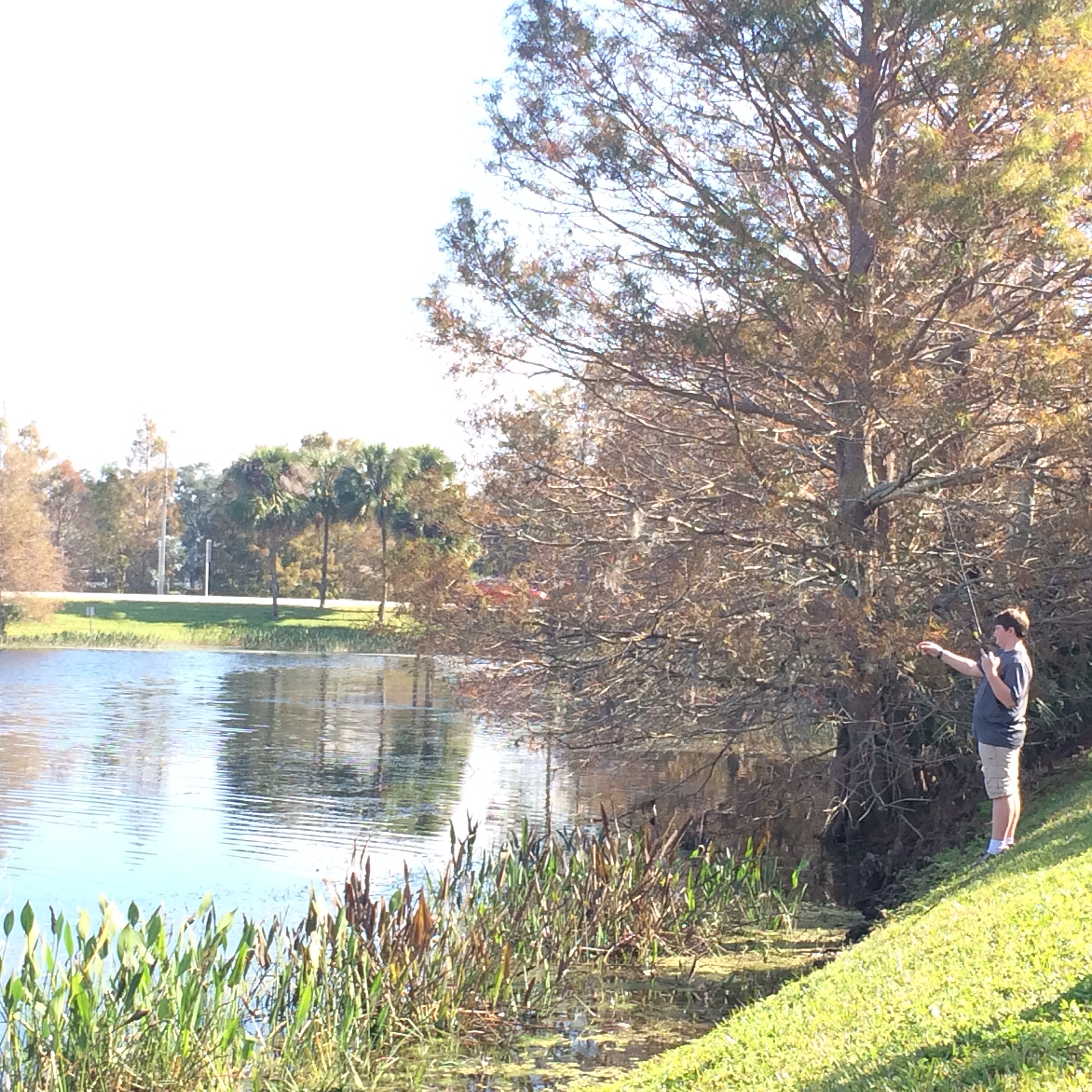 parenting while fishing at a lake